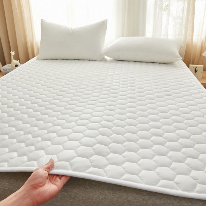 91家纺网 家纺一手货源 找家纺 祁恋婷家居 2024新款全棉夹棉羽丝棉床褥垫 全棉护垫-元气白