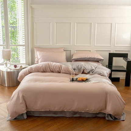 91家纺网 家纺一手货源 找家纺 寐眠 2024新款60s兰精天丝四件套 白桃冰粉