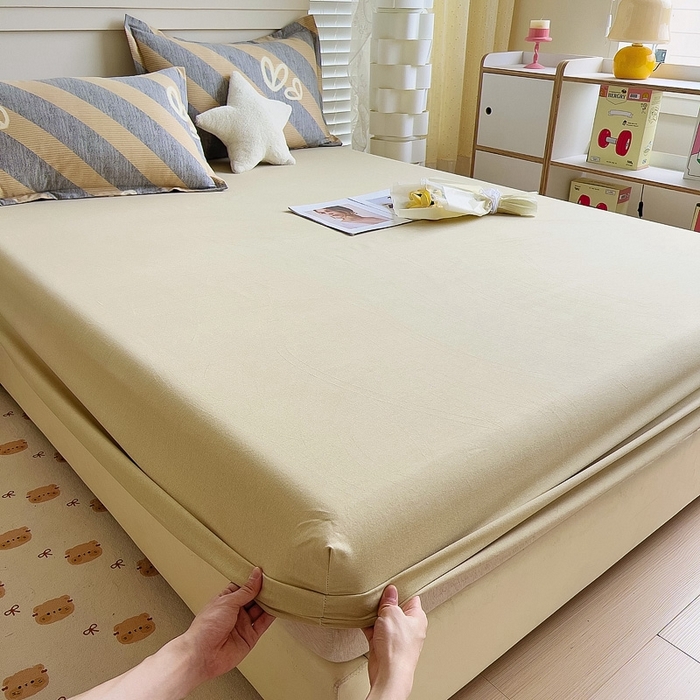 91家纺网 家纺一手货源 找家纺 优品阁 2024新款全棉磨毛四件套单品系列-单床笠 一心一意