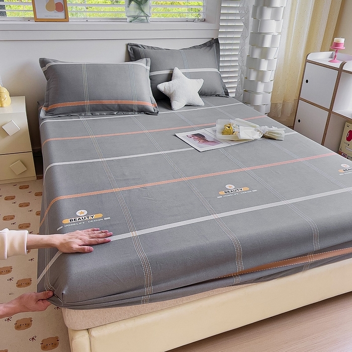 91家纺网 家纺一手货源 找家纺 优品阁 2024新款全棉磨毛四件套单品系列-单床笠 卡罗琳