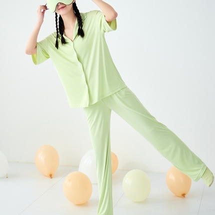 LADYCOCO可可家居 2025新款凉感家居服 睡衣-绿--长裤款