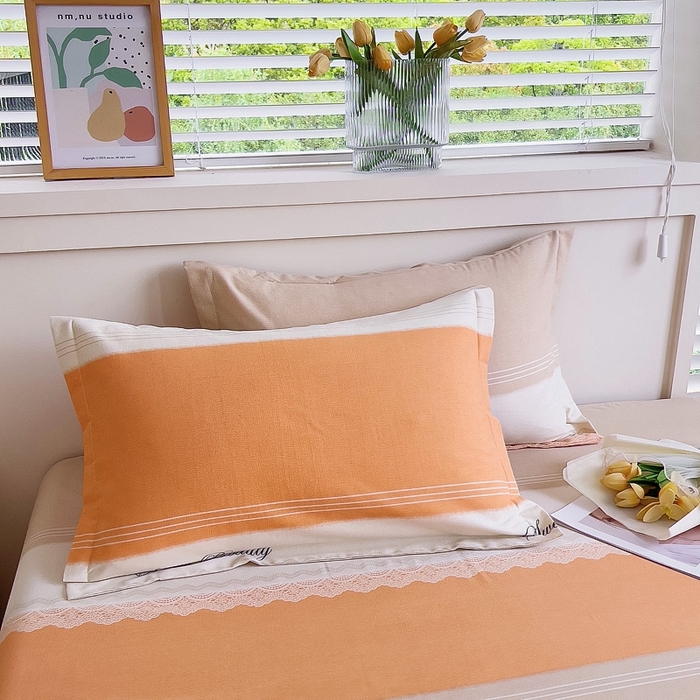 91家纺网 家纺一手货源 找家纺 优品阁 2024新款全棉磨毛四件套单品系列-单枕套 蕾丝花边