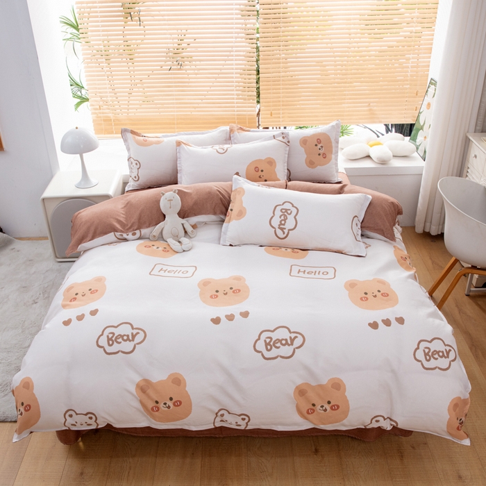 91家纺网 家纺一手货源 找家纺 乐居坊 2024新款亲肤棉美棉芦荟棉四件套新花型（5月） 奶油熊
