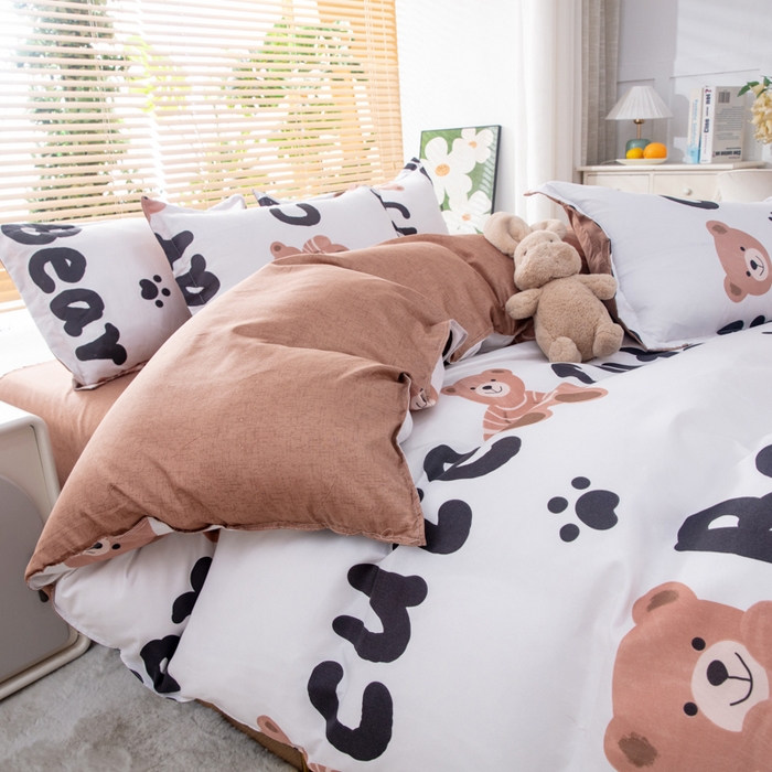 91家纺网 家纺一手货源 找家纺 乐居坊 2024新款亲肤棉美棉芦荟棉四件套新花型（5月） 趣味小熊