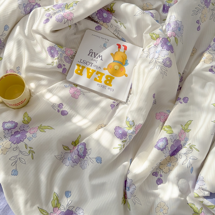 91家纺网 家纺一手货源 找家纺 慕尚家纺 2025新款亲肤泡泡棉卡通印花夏被单品夏被四件套 甜梦