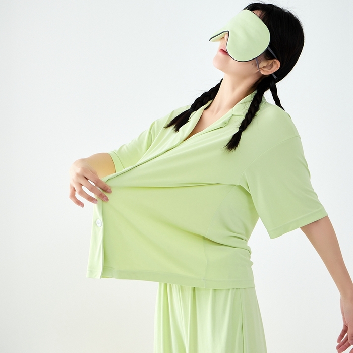 91家纺网 家纺一手货源 找家纺 LADYCOCO可可家居 2025新款凉感家居服 睡衣-绿--短裤款