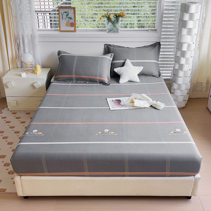 91家纺网 家纺一手货源 找家纺 优品阁 2024新款全棉磨毛四件套单品系列-单床笠 卡罗琳