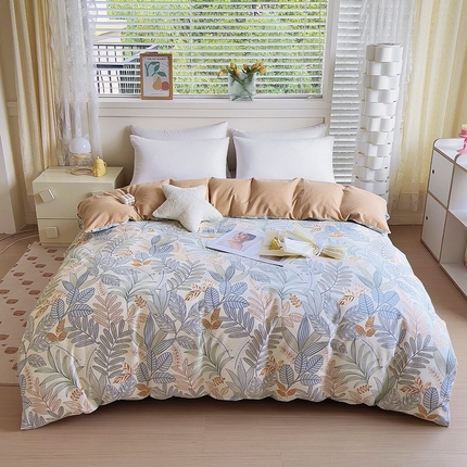 91家纺网 家纺一手货源 找家纺 优品阁 2024新款全棉磨毛四件套单品系列-单被套 清风恋影