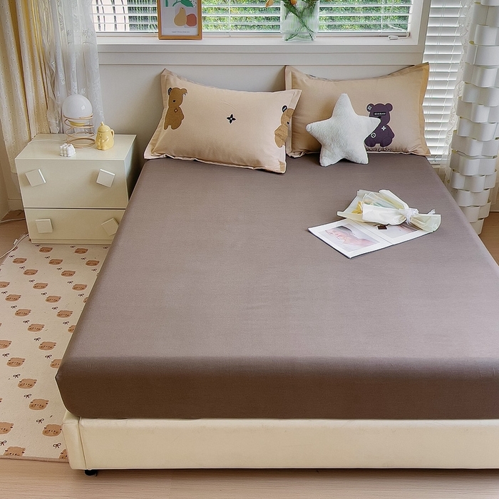 91家纺网 家纺一手货源 找家纺 优品阁 2024新款全棉磨毛四件套单品系列-单床笠 欧尼熊