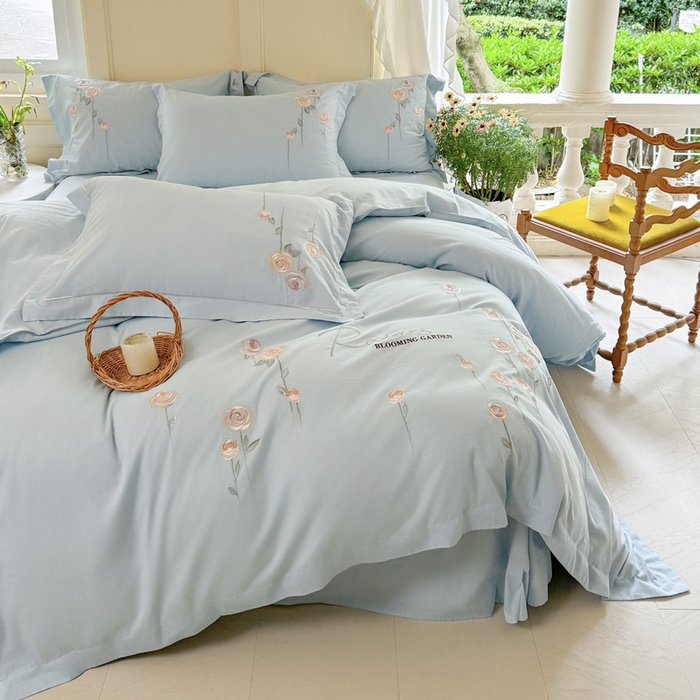 91家纺网 家纺一手货源 找家纺 （总）红番天家居馆 2025新款长绒棉全棉刺绣四件套-玫瑰之城