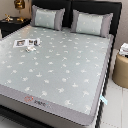 爱宝被业 2025新款法式冰丝提花刺绣凉席 银杏 床笠款