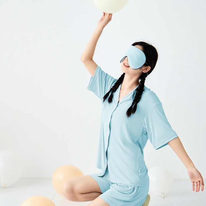 91家纺网 家纺一手货源 找家纺 LADYCOCO可可家居 2025新款凉感家居服 睡衣-蓝--短裤款