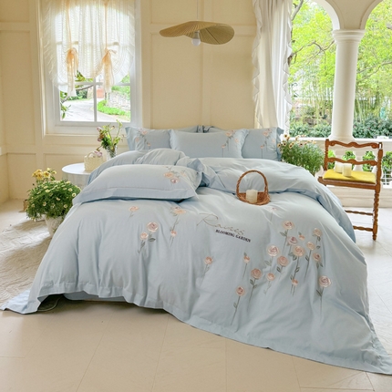 91家纺网 家纺一手货源 找家纺 （总）红番天家居馆 2025新款长绒棉全棉刺绣四件套-玫瑰之城