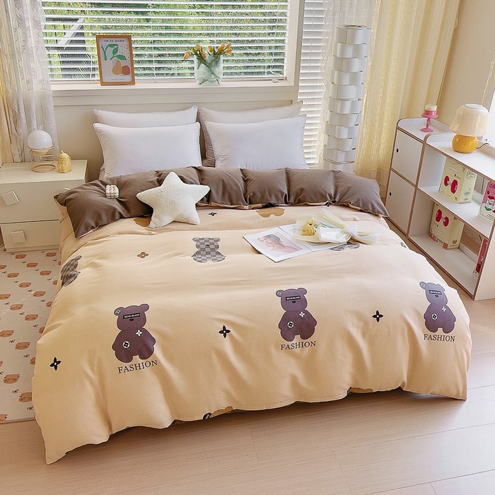 91家纺网 家纺一手货源 找家纺 优品阁 2024新款全棉磨毛四件套单品系列-单被套 欧尼熊