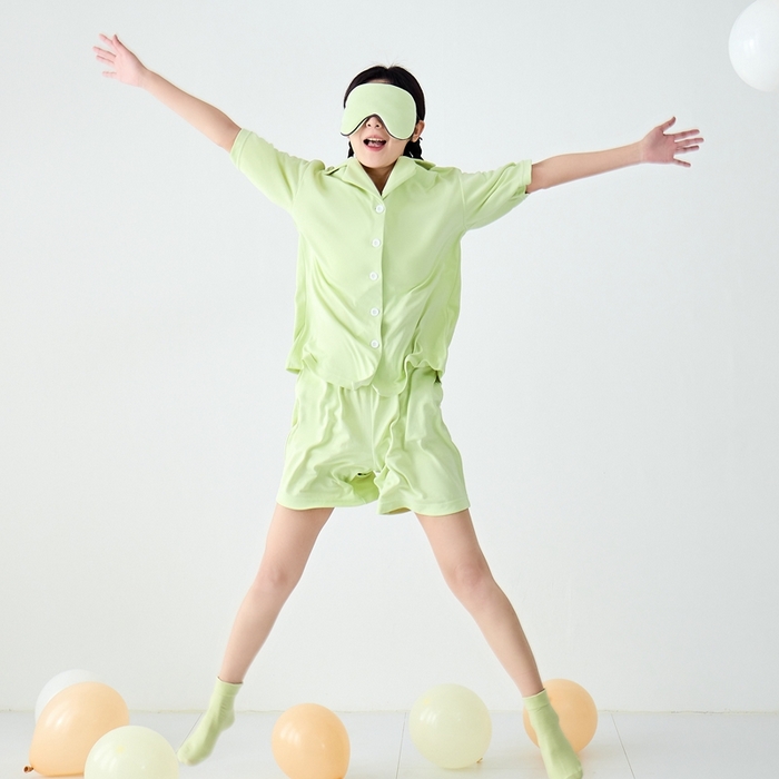 91家纺网 家纺一手货源 找家纺 LADYCOCO可可家居 2025新款凉感家居服 睡衣-绿--短裤款