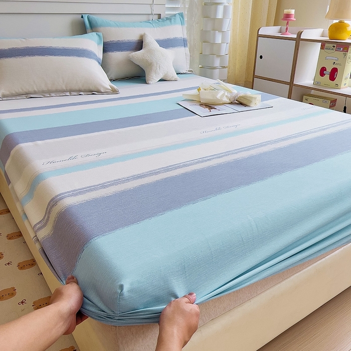 91家纺网 家纺一手货源 找家纺 优品阁 2024新款全棉磨毛四件套单品系列-单床笠 乐享主义