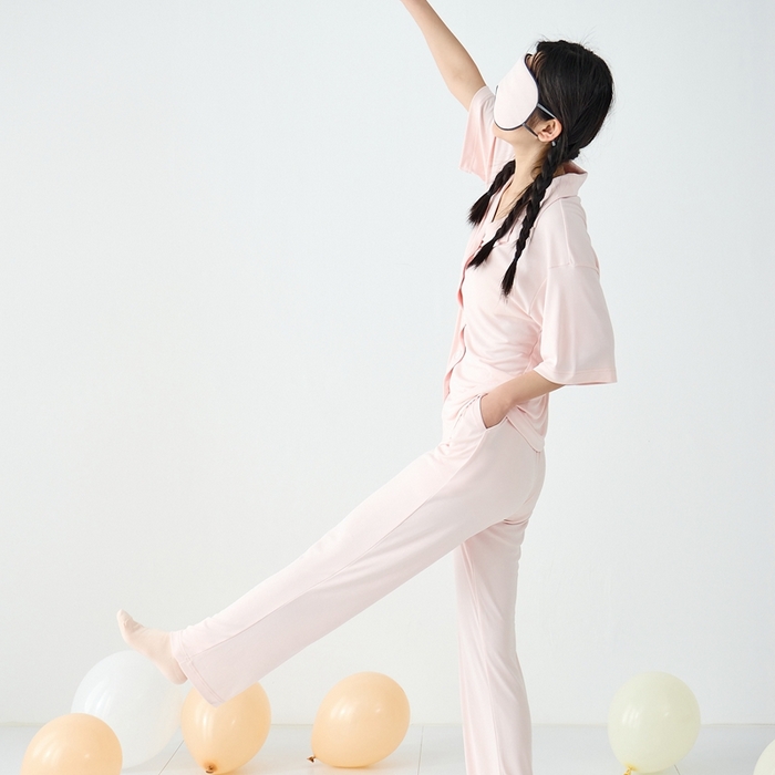 91家纺网 家纺一手货源 找家纺 LADYCOCO可可家居 2025新款凉感家居服 睡衣-粉--长裤款