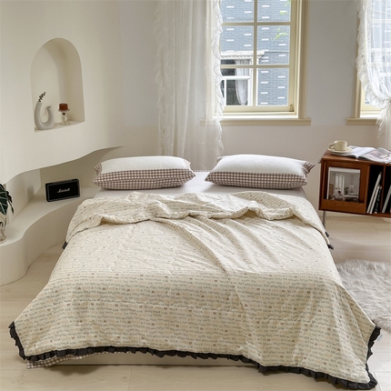 91家纺网 家纺一手货源 找家纺 （总）洋铭区（原狠狠爱） 2024新款皱皱花边全棉夏被