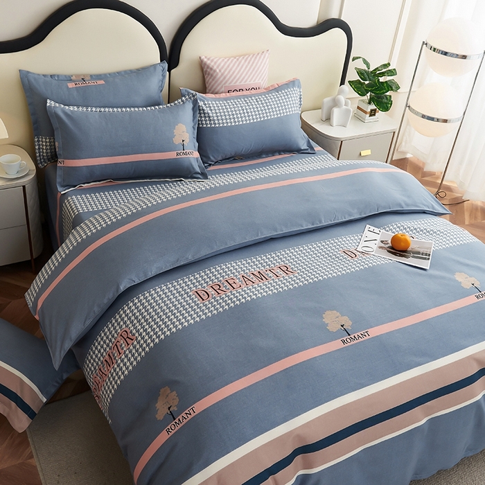 91家纺网 家纺一手货源 找家纺 鑫缘2025直播爆款印花植物羊绒加厚磨毛四件套1.2米学生三件套 发财树