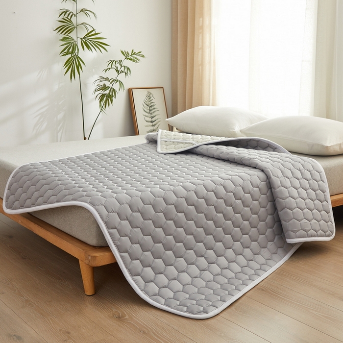 91家纺网 家纺一手货源 找家纺 祁恋婷家居 2024新款全棉夹棉羽丝棉床褥垫 全棉护垫-元气灰