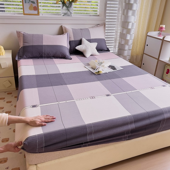 91家纺网 家纺一手货源 找家纺 优品阁 2024新款全棉磨毛四件套单品系列-单床笠 格莱特