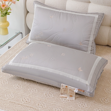 爱尚家枕芯 2024新款蝴蝶刺绣枕头枕芯 灰色48*74cm/只