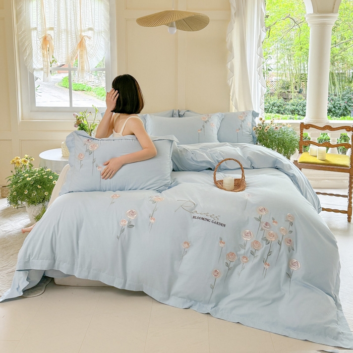 91家纺网 家纺一手货源 找家纺 （总）红番天家居馆 2025新款长绒棉全棉刺绣四件套-玫瑰之城