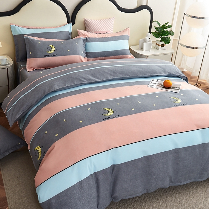 91家纺网 家纺一手货源 找家纺 鑫缘2025直播爆款印花植物羊绒加厚磨毛四件套1.2米学生三件套 环球之旅