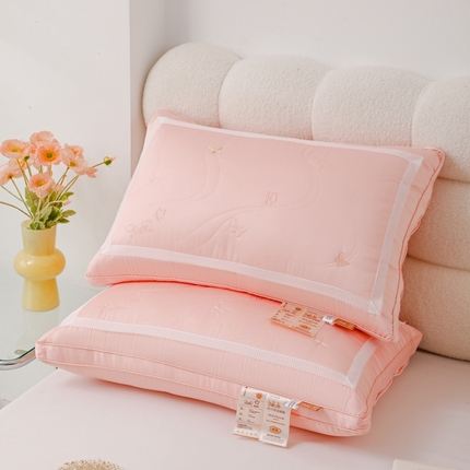 爱尚家枕芯 2024新款蝴蝶刺绣枕头枕芯 粉色48*74cm/只