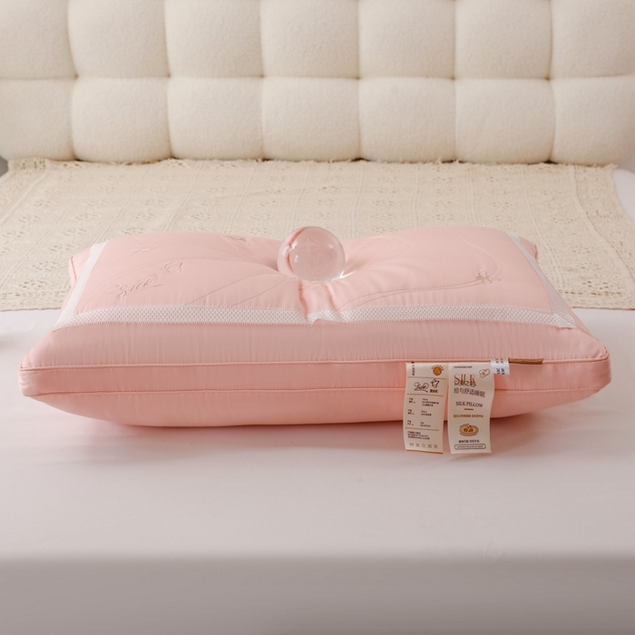 91家纺网 家纺一手货源 找家纺 爱尚家枕芯 2024新款蝴蝶刺绣枕头枕芯 粉色48*74cm/只