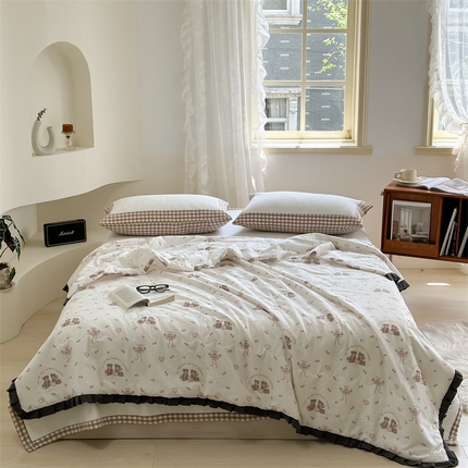 洋铭区（原狠狠爱） 2024新款皱皱花边全棉夏被 甜心熊