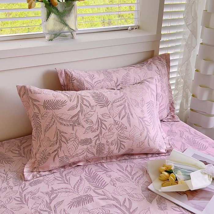 91家纺网 家纺一手货源 找家纺 优品阁 2024新款全棉磨毛四件套单品系列-单枕套 叶之舞