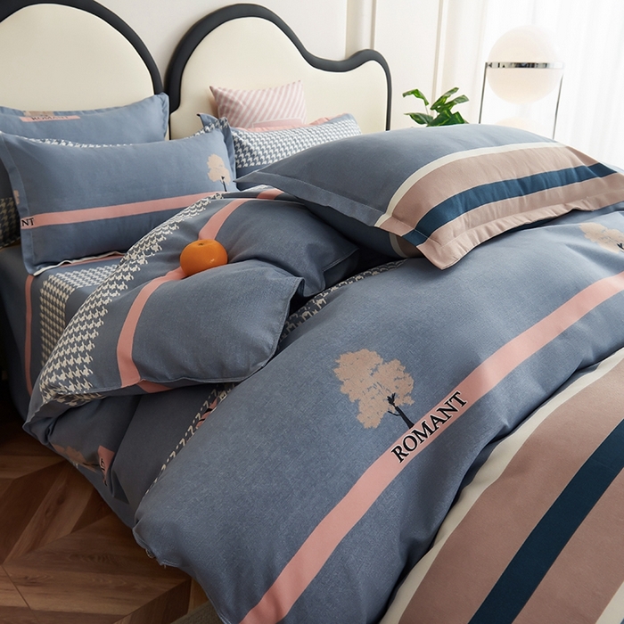 91家纺网 家纺一手货源 找家纺 鑫缘2025直播爆款印花植物羊绒加厚磨毛四件套1.2米学生三件套 发财树