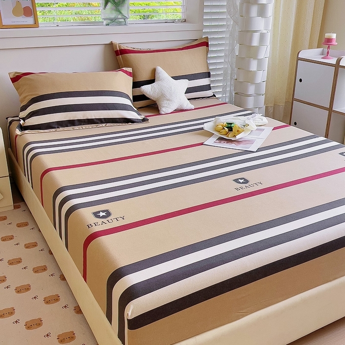 91家纺网 家纺一手货源 找家纺 优品阁 2024新款全棉磨毛四件套单品系列-单床笠 极简格调