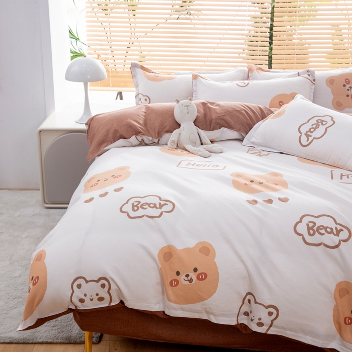 91家纺网 家纺一手货源 找家纺 乐居坊 2024新款亲肤棉美棉芦荟棉四件套新花型（5月） 奶油熊