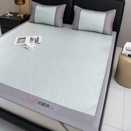 91家纺网 家纺一手货源 找家纺 爱宝被业 2025新款法式冰丝提花刺绣凉席 格调 床单款