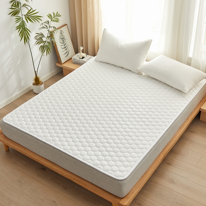 91家纺网 家纺一手货源 找家纺 祁恋婷家居 2024新款全棉夹棉羽丝棉床褥垫 全棉护垫-元气白