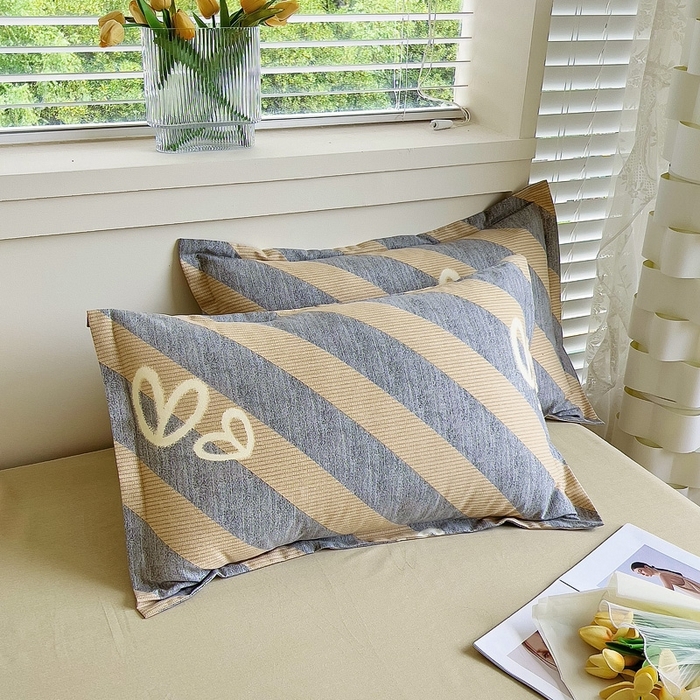 91家纺网 家纺一手货源 找家纺 优品阁 2024新款全棉磨毛四件套单品系列-单枕套 一心一意