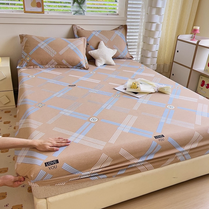 91家纺网 家纺一手货源 找家纺 优品阁 2024新款全棉磨毛四件套单品系列-单床笠 浓情摩卡