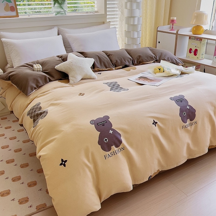 91家纺网 家纺一手货源 找家纺 优品阁 2024新款全棉磨毛四件套单品系列-单被套 欧尼熊