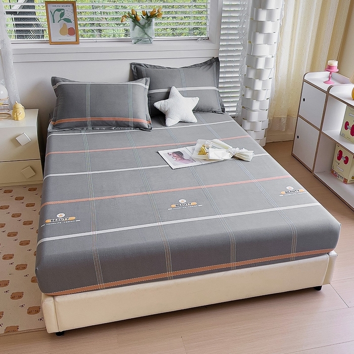 91家纺网 家纺一手货源 找家纺 优品阁 2024新款全棉磨毛四件套单品系列-单床笠 卡罗琳