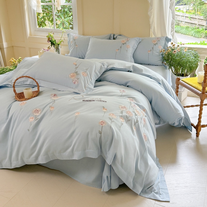 91家纺网 家纺一手货源 找家纺 （总）红番天家居馆 2025新款长绒棉全棉刺绣四件套-玫瑰之城