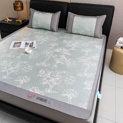 爱宝被业 2025新款法式冰丝提花刺绣凉席 密林 床笠款