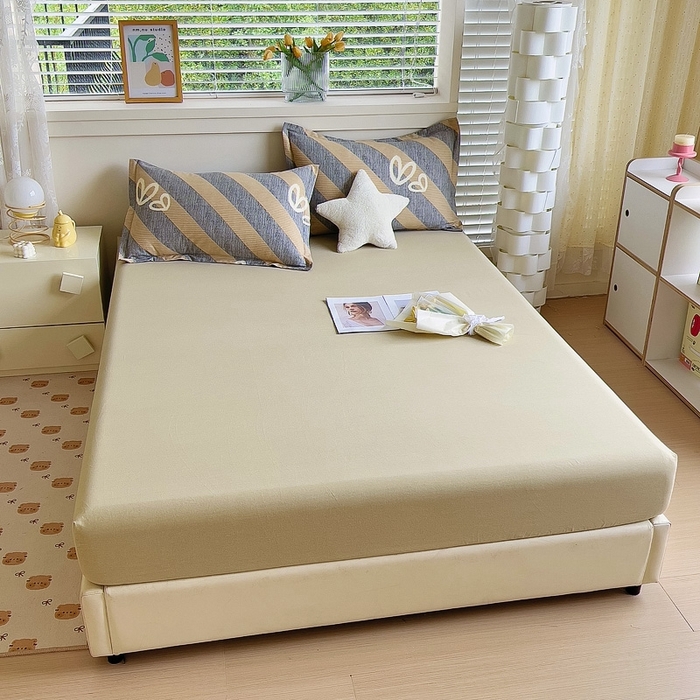 91家纺网 家纺一手货源 找家纺 优品阁 2024新款全棉磨毛四件套单品系列-单床笠 一心一意