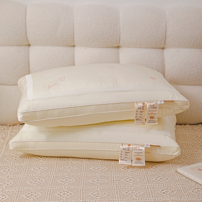 91家纺网 家纺一手货源 找家纺 爱尚家枕芯 2024新款蝴蝶刺绣枕头枕芯 米白48*74cm/只