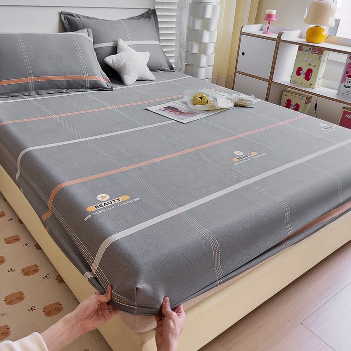 91家纺网 家纺一手货源 找家纺 优品阁 2024新款全棉磨毛四件套单品系列-单床笠 卡罗琳