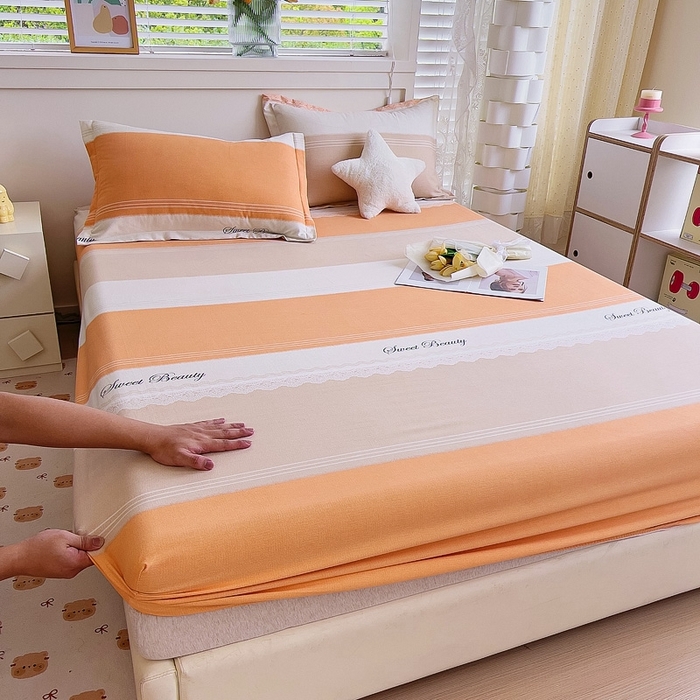 91家纺网 家纺一手货源 找家纺 优品阁 2024新款全棉磨毛四件套单品系列-单床笠 蕾丝花边