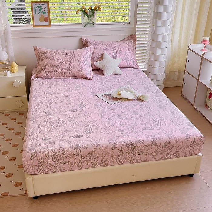 91家纺网 家纺一手货源 找家纺 优品阁 2024新款全棉磨毛四件套单品系列-单床笠 叶之舞