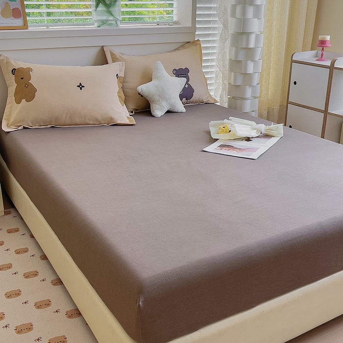 91家纺网 家纺一手货源 找家纺 优品阁 2024新款全棉磨毛四件套单品系列-单床笠 欧尼熊