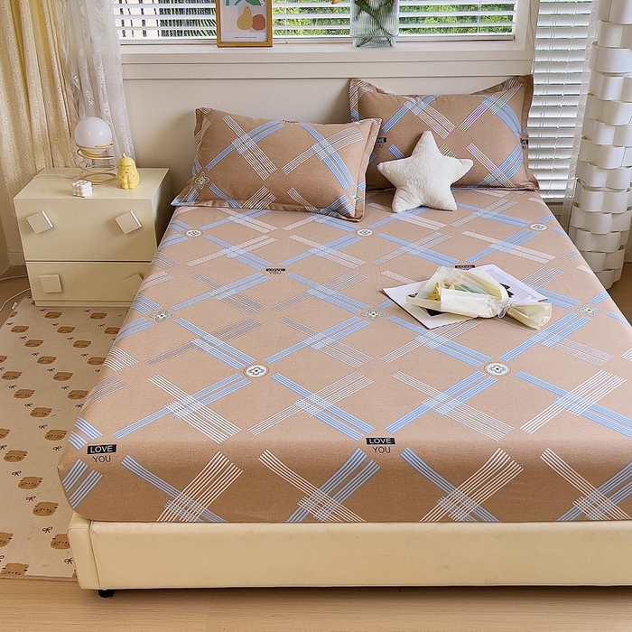 91家纺网 家纺一手货源 找家纺 优品阁 2024新款全棉磨毛四件套单品系列-单床笠 浓情摩卡